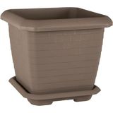 HK03 Hisar Kare Saksı No:3 Tabaklı 37 Cm, 25,5 Litre Mocha