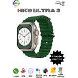 Hk9 Ultra 2 Akıllı Saat Çift Çekirdek 2 GB Dahili Hafıza Yapay Zeka Destekli Oyun Yüklü (2 Kordon) - Yeşil