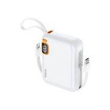 Hkm Tech Power Duo 10.000 Mah 20W, Pd 20W Hızlı Şarj Destekli, Type-C ve Lightning Kablolu Powerbank - Beyaz