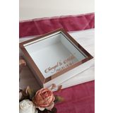 Hkm Ticaret 25X25 Cm Beyaz-Rose Derin Anı Çerçevesi Düz Zeminli Isimli Ve Tarihli! Derin Çerçeve