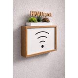 HKM Ticaret 25x35x7 cm Wifi Amblemli Bambu Duvara Asılabilir Sigorta Modem-wifi Saklama Kutusu! Saklama Kutusu