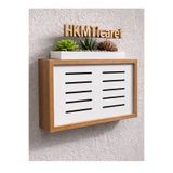 HKM Ticaret 30x40x10 Cm Izgara Desenli Bambu Duvara Asılabilir Sigorta Modem-wifi Saklama Kutusu! Saklama Kutusu