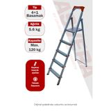 HKM Ticaret Asvera 4+1 (5 Basamaklı) Ev Tipi Katlanabilir Profil Merdiven - Sağlam Çelik Boya Merdiveni