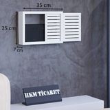 HKM Ticaret Beyaz Ahşap Modem ve Sigorta Kutusu 25X35 cm Kilitsiz Kapaklı Saklama Kutusu