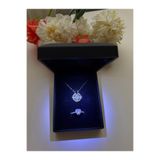 HKN AVM ACCESSORİES Gümüş Renk Açılıp Kapanan Yonca Kolye Kalp Yüzük ışıklı kutuda Ciddi ilişki Yüzük Doğum Günü Sevgiliye HEDİYESİ