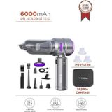 HL-121 Mor Üflemeli Şarjlı Araç Mini EL Süpürgesi 16.000PA Emiş Güçlü 4İN1 Araba Süpürgesi
