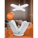 HL-7111 60W 4+1 Kristal Camlı Pervane LED Ampul Katlanabilir 4 Kanatlı Süper Güçlü E27 Lamba - 50 - 60 W - Beyaz