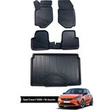 HLP Opel Corsa F 3D 3D Havuzlu Paspas + Bagaj Havuzu Zeus Set - Siyah