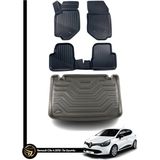 HLP Renault Clio 4 3D Havuzlu Paspas Hatchback 2012-2019 + Bagaj Havuzu Zeus Set - Siyah