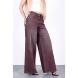 HLT JEANS Açık Bordo Kadın Wide Leg Jean %100 Pamuklu Yüksek Bel Palazzo Kot Pantolon ANGEL-2056