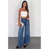 HLT JEANS Açık Mavi Kadın Extra Wide Leg Jean %100 Tencel Yüksek Bel Palazzo Kot Pantolon ANGEL-2052