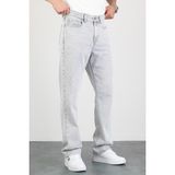 Hlt Jeans Erkek Açık Gri Straight Baggy Fit Likrasız Rahat Kesim %100 Pamuk Loose Jean Pantolon OLİVER - 34