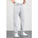 HLT JEANS Erkek Açık Gri Straight Baggy Fit Likrasız Rahat Kesim %100 Pamuk Loose Jean Pantolon OLİVER