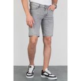 Hlt Jeans Erkek Kar Yıkama Taşlamalı Rahat Kesim Esnek Likralı Gri Kot Jean Şort Hlt1961 - 33