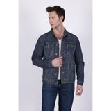 HLT JEANS Erkek Koyu Mavi Jean Denim Standart Kalıp %100 Pamuk Cepli Düğmeli Kot Ceket HLTHE042110