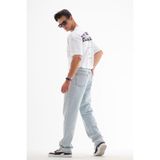 Hlt Jeans Erkek Mavi Kar Straight Baggy Fit Likrasız Rahat Kesim %100 Pamuk Loose Jean Pantolon NICHOLAS - Kar Mavisi - 32