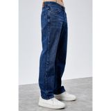 HLT JEANS Erkek Mavi Straight Baggy Fit Bol Kesim %100 Pamuk Denim Loose Jeans Kot Pantolon LEO