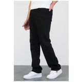 HLT JEANS Erkek Siyah Straight Baggy Fit Likrasız Rahat Kesim %100 Pamuk Loose Jean Pantolon ADAM