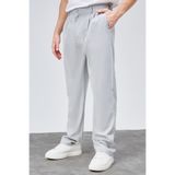 HLT JEANS Erkek Yazlık Gri Çift Pileli Rahat Kesim Beli Lastikli Bol Paça Baggy Pantolon ALBERT-1990