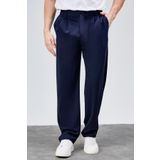 HLT JEANS Erkek Yazlık Lacivert Çift Pileli Rahat Kesim Beli Lastikli Bol Paça Baggy Pantolon ALBERT-1989