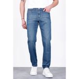 HLT JEANS Erkek Yazlık Şeritli Puslu Mavi Regular Fit Boru Paça Esnek Likralı Jeans Kot Pantolon HLTHE001965