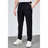 HLT JEANS Erkek Yazlık Siyah Relaxed Fit Beli Lastikli Bağcıklı Duble Paça Jogger Pantolon BOLT-1996