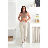HLT JEANS Kadın Taş Renk Süper Skinny Fit Koyu İplik Detaylı Esnek Likralı Yüksek Bel Jean Kot Pan JENNİE-2008