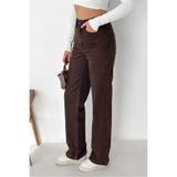 HLT JEANS Kahverengi Kadın Wide Leg Jean Yüksek Bel Palazzo Likralı Esnek Kot Pantolon JESSİCA-2047