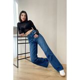 Hlt Jeans Koyu Mavi Kadın Wide Leg Jean Yüksek Bel Palazzo Likralı Esnek Kot Pantolon Jessica-Kymavi - 40