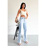 HLT JEANS Mavi Kar Kadın Wide Leg Jean Yüksek Bel Palazzo Likralı Esnek Kot Pantolon -2039 JESSİCA