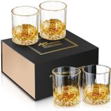 Hlukana Lüks Kutu Eski Moda Viski Bardakları 4'lü Set, 325 ml Kokteyl Bardağı, Bourbon Rocks Scotch Bardakları, Scotch Rum Votka Likörü için Barware, Erkekler için Hediyeler Baba Büyükbaba Patron