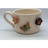 Hly ceramics SERAMİK MIKNATIS 3LÜ CHARMLI FİNCAN, KELEBEK VE ÇİÇEKLİ CHARM