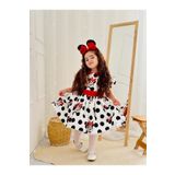 Hly Karol Tasarım Beyaz Mickey Mouse Vintage Kız Bebek Elbise,doğum Günü Elbise,fotoğraf Çekim Elbise,0-12 Yaş Uygun