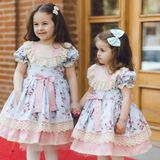 Hly Karol Tasarım Mavi Okyanus Vintage Kız Bebek Elbisesi,doğum Günü,fotoğraf Çekim Elbisesi,0-12 Yaşa Uygun - 10 Yaş