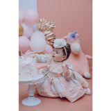 Hly Karol Tasarım Mint Yeşili Somon Güllü Vintage Bebek Elbise,Doğum günü elbise,fotoğraf çekim elbise,0-12 Yaş Uygun - 4 Yaş