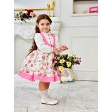 Hly Karol Tasarım Pembe Düğmeli Vintage Kız Bebek Elbisesi,doğum Günü,fotoğraf Çekim Elbise,0-10 Yaş Uygun - 0 - 3 Ay