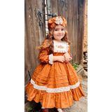 Hly Karol Tasarım Taba Vintage Kız Bebek Elbisesi - 2 Yaş