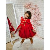 Hly Karol Tekstil Kırmızı Kadife Ekose Kız Bebek Elbisesi, Özel Dikim Kız Çocuk Elbisesi, Doğum Günü Elbisesi, Fotoğraf Çekim Elbisesi, Kız Bebek Hediyesi, 0-7 Yaşa Uygun - 9 Ay