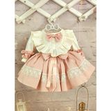 Hly Karol Tekstil Pudra Pembe Vintage Kız Bebek Elbisesi, Özel Dikim Kız Çocuk Elbisesi, Doğum Günü Elbisesi, Fotoğraf Çekim Elbisesi, Kız Bebek Hediyesi, 0-7 Yaşa Uygun - 3 Yaş