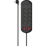 HM.223164 10'lu Akım Korumalı Priz 2 Switches 2m Siyah