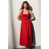 H&M Keten Karışımlı ve Büzgülü Elbise