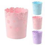 HMANE Çöp Kutusu, içi boş çiçek form plastik Lidless kağıt sepeti sepetler Trash,, polipropilen, pembe, Medium