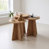 HMC Decor 3'lü Mantar Zigon Sehpa Takımı Yuvarlak Suntalam Malzemeden İskandinav Stili 44 cm Derinlik - Atlantik Çam