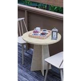 HMC DECOR Modern 60cm Yuvarlak Yemek Masası-Balkon Masası-Mutfak Masası Traverten(SANDALYELER TEMSİLİDİR)