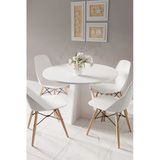 HMC DECOR Modern Yuvarlak 100cm Yemek Masası-mutfak Masası Mat Beyaz (SANDALYELER TEMSİLİDİR)