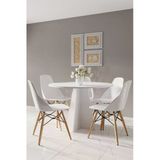 HMC DECOR Modern Yuvarlak 90cm Yemek Masası-Mutfak Masası Mat Beyaz (SANDALYELER TEMSİLİDİR)