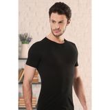Hmd 3 Lü Paket Erkek Bisiklet Yaka Lcyralı Kısa Kollu Siyah T-Shirt EDY704-705S