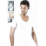 Hmd 3 Lü Paket Erkek Derin Bisiklet Yaka Kısa Kollu Lycralı Beyaz T-Shirt EDY714-715B - 2XL