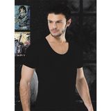 Hmd 3 Lü Paket Erkek Derin Bisiklet Yaka Kısa Kollu Lycralı Siyah T-Shirt EDY714-715S - 2XL