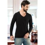 Hmd 719 Erkek V Yaka Uzun Kollu Pamuklu Atlet-Siyah - 2XL